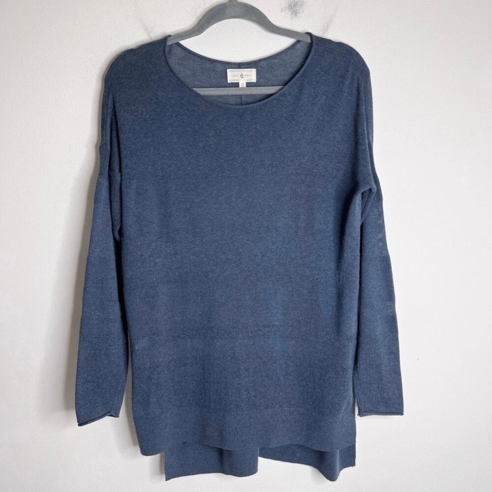 Lou & Grey Women's Shadowstripe Sweater Tunic Size XS Blue Long Sleeve Boat Neck - Picture 3 of 10